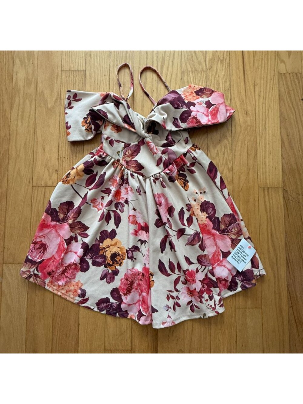 ASOS Women's sz 8 Pink/Red Floral Strappy off shoulder Mini Flare Dress